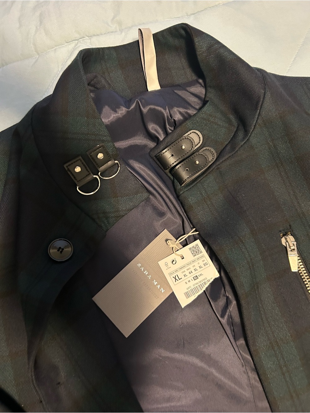 Zara Plaid Jacket in Dark Green and Navy